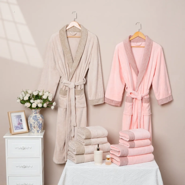 Chenille Collar Bathrobe Towel