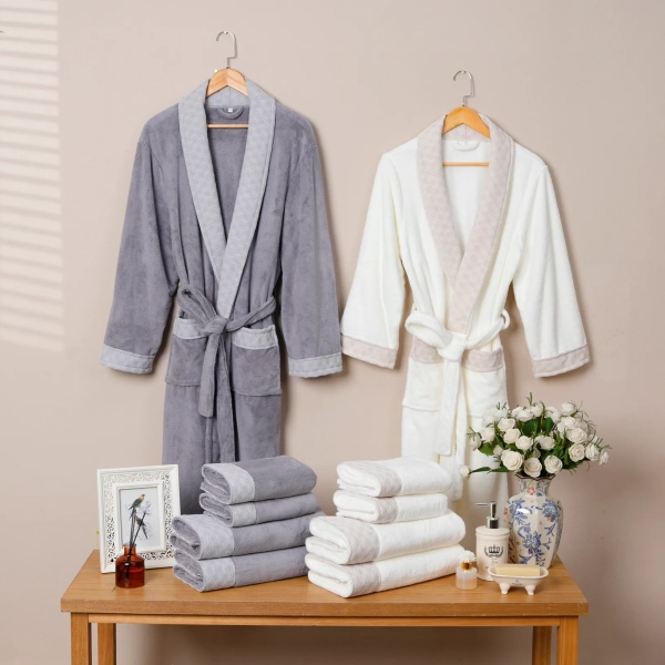 Chenille Collar Bathrobe Towel 